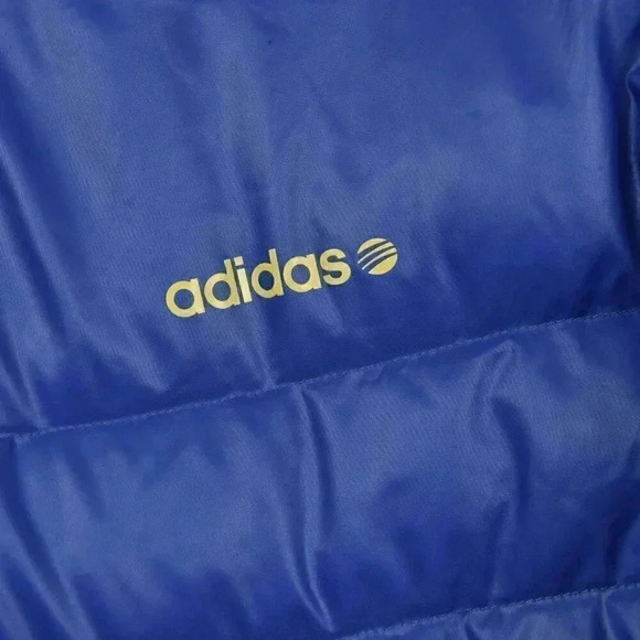 Adidas Neo Label Down  Filled Bomber Puffy Jacket Hooded Blue Size Medium - Picture 3 of 11